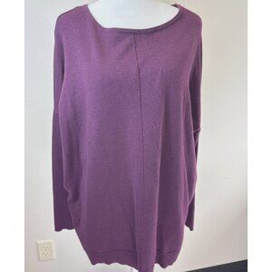 Chico's Long Sleeve Lightweight Womens Sweater Maroon Round Neck Size 1 (Medium)